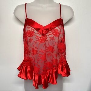 2/$20   Vandemere Vintage Red Lace Babydoll Cami Top